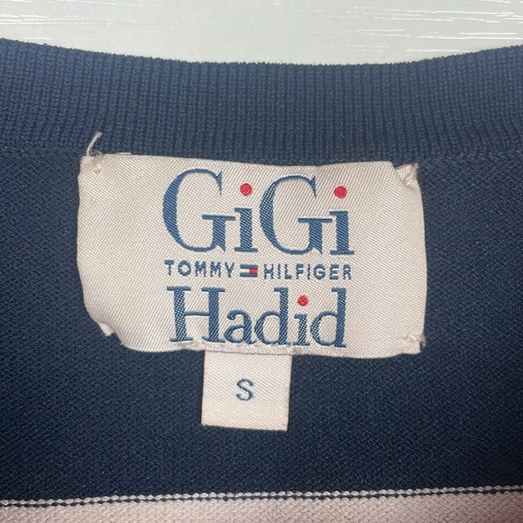 Tommy Hilfiger x Gigi Hadid Striped Cut-Out Knit Pullover Sweater Blue Small - Picture 8 of 10